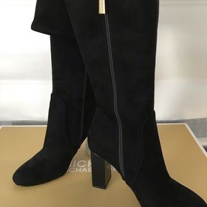 Michal Kors Petra otk over knee boots, stretch suede, 8,5 black